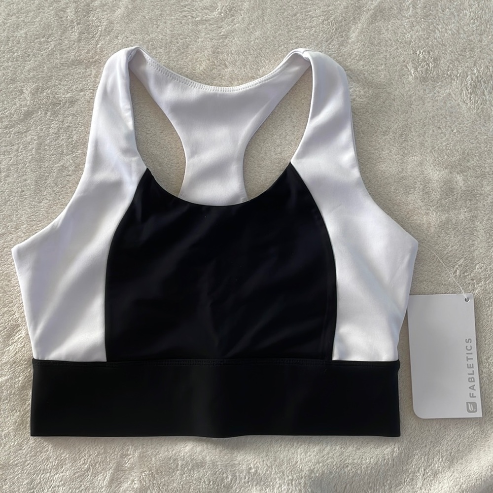 FABLETICS Black and White Karina Sports Bra Size S